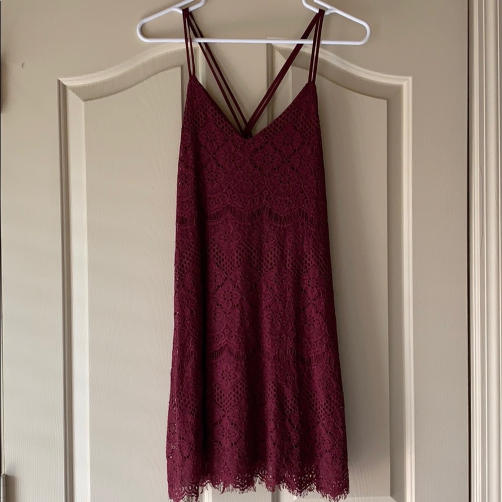 Francesca’s Lace Burgundy Dress